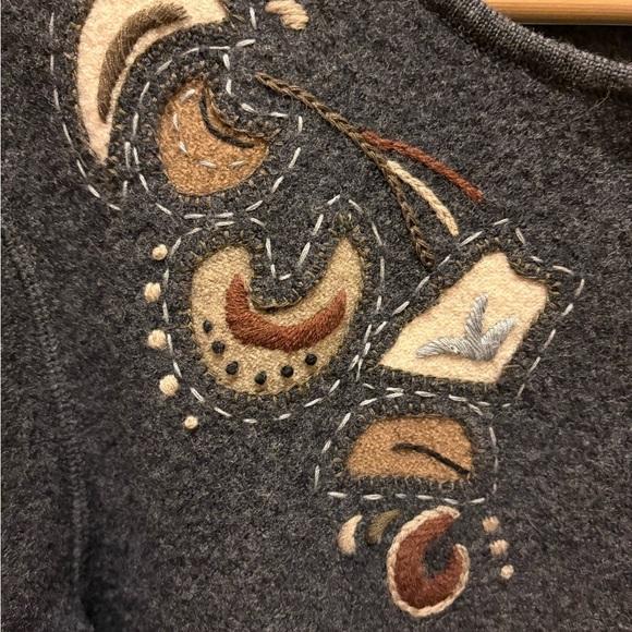 Icelandic Design Wool Embroidered Cardigan Jacket Size M - Picture 6 of 13